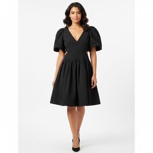 Banana Republic Black Puff Sleeve Cutout Waist Dress Size 4
